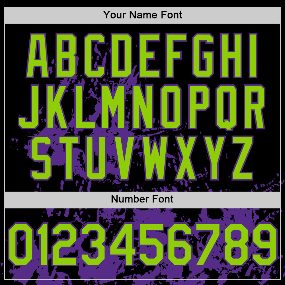 Custom Black Neon Green-Purple Splatter Authentic Baseball Jersey view 5