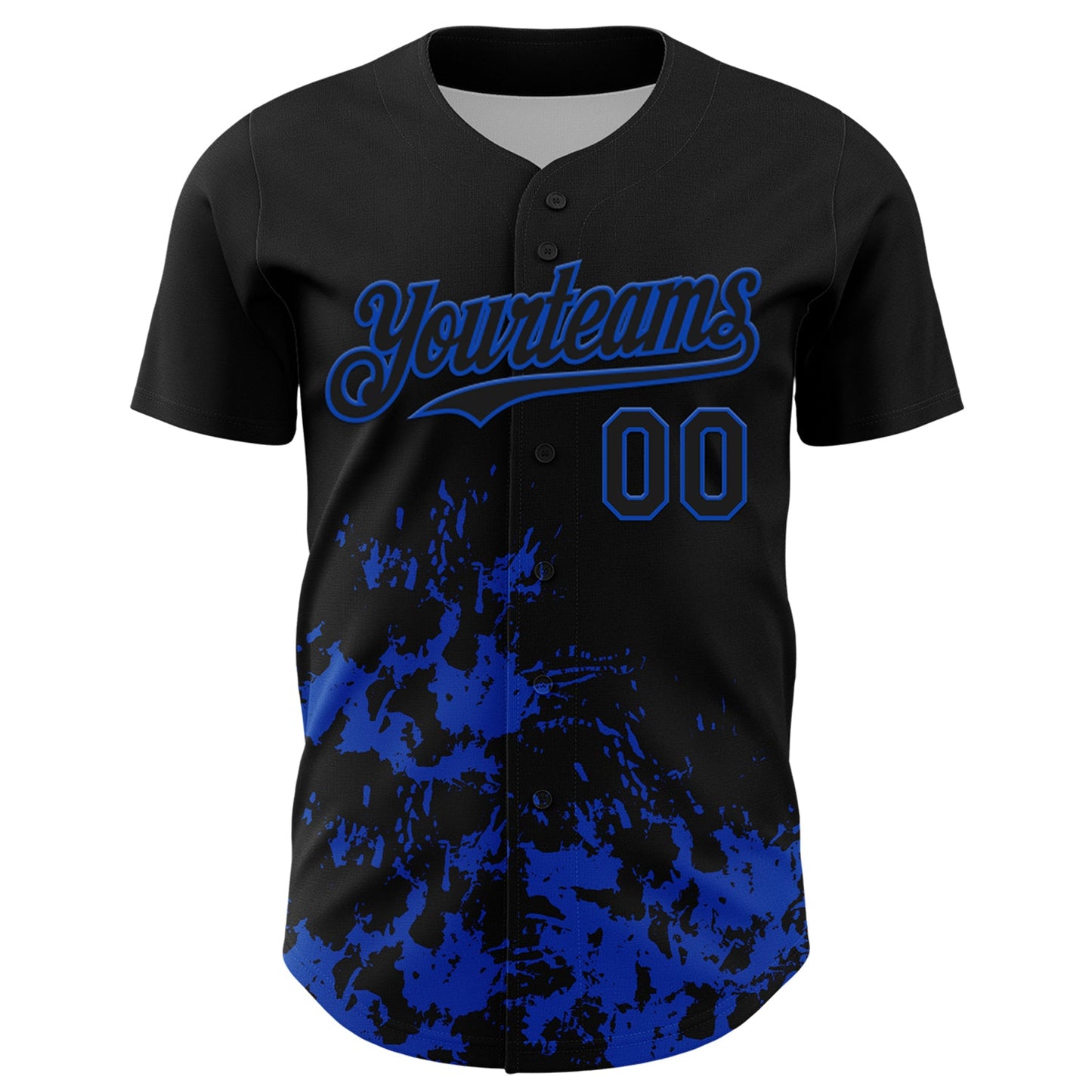 Custom Black Thunder Blue Splatter Authentic Baseball Jersey view 2