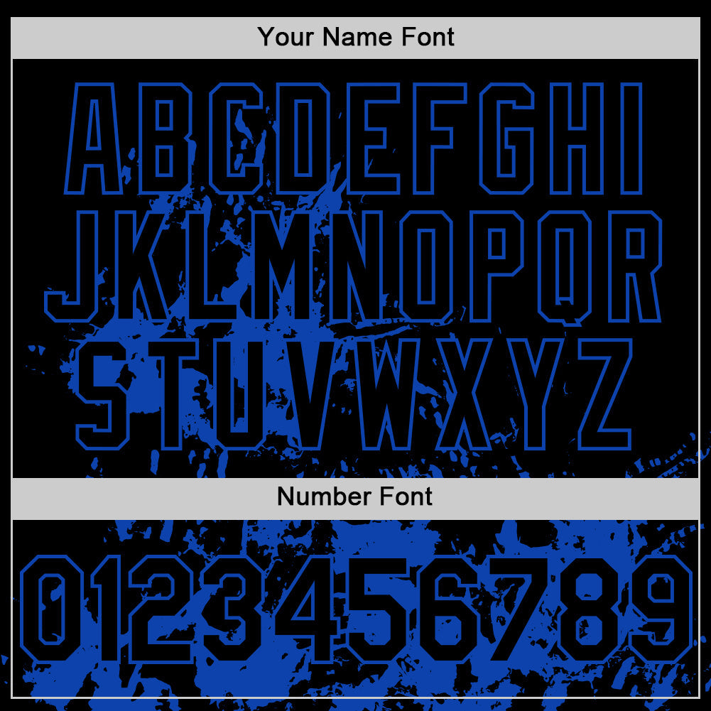 Custom Black Thunder Blue Splatter Authentic Baseball Jersey view 5