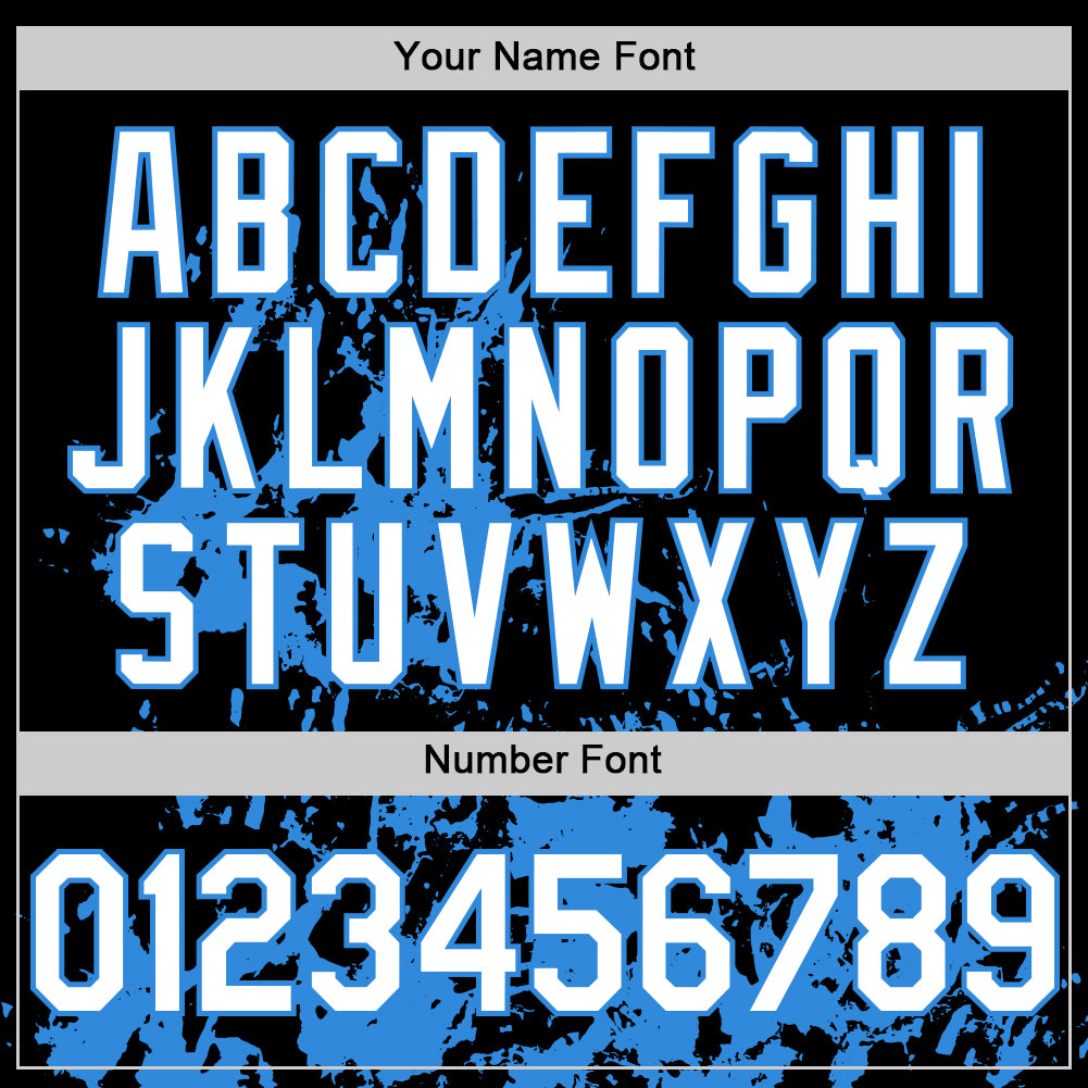 Custom Black White-Powder Blue Splatter Authentic Baseball Jersey view 5