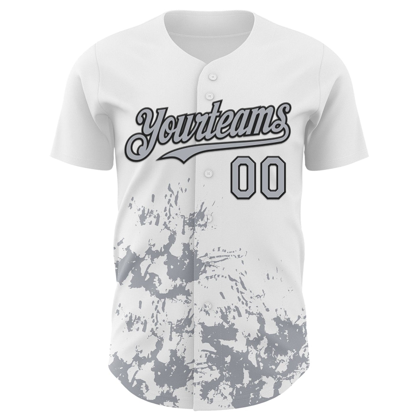 Custom White Gray-Black Splatter Authentic Baseball Jersey view 2