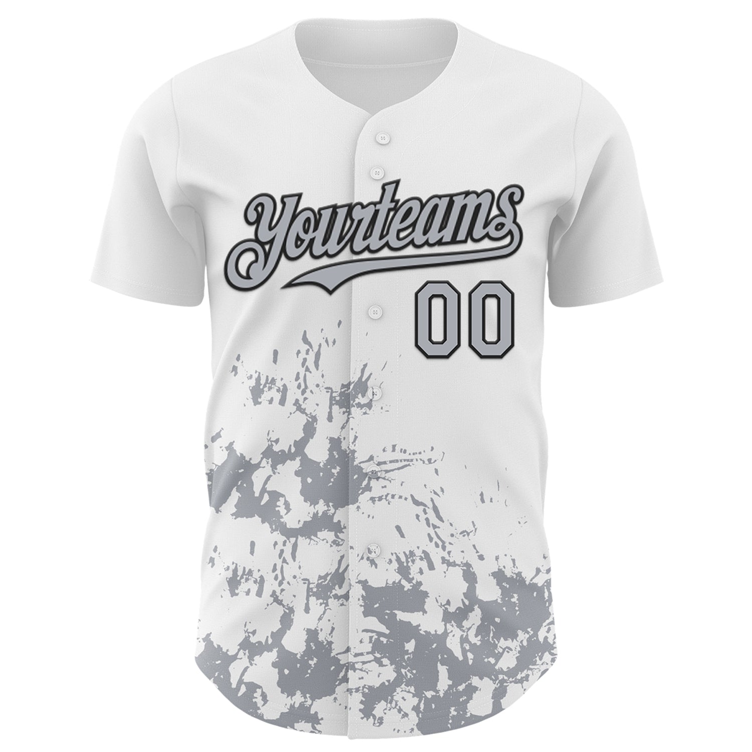Custom White Gray-Black Splatter Authentic Baseball Jersey view 2