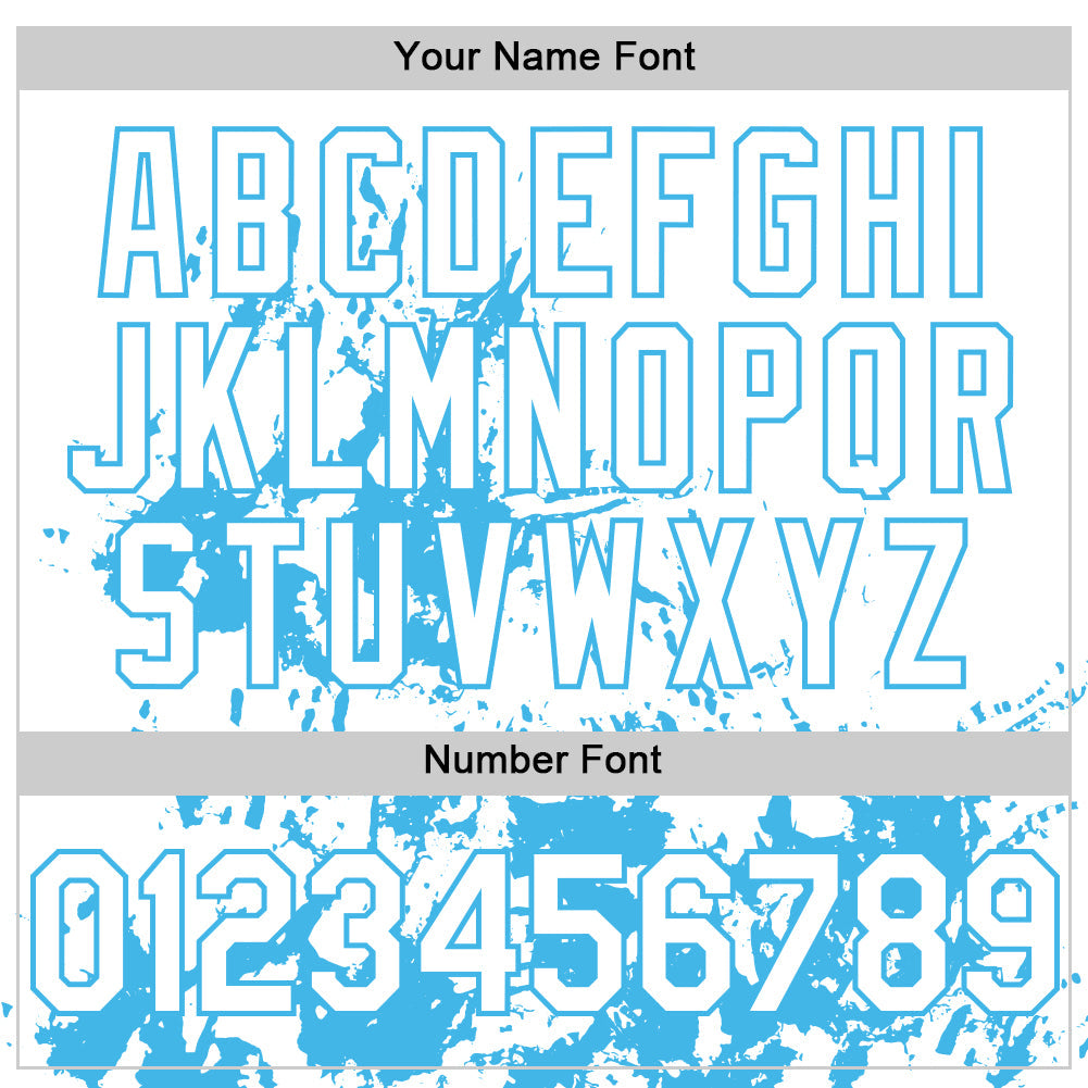 Custom White Sky Blue Splatter Authentic Baseball Jersey view 5