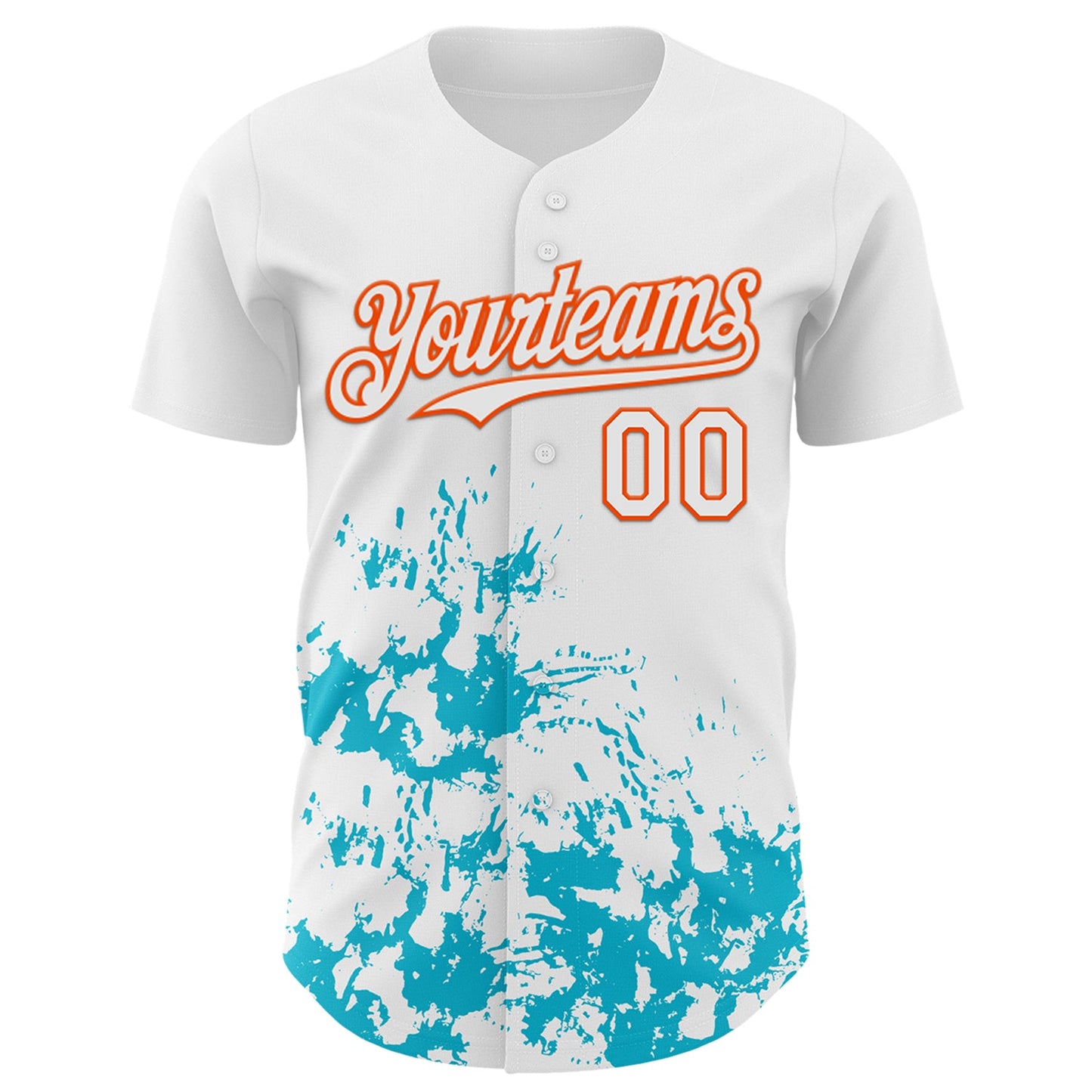Custom White Orange-Lakes Blue Splatter Authentic Baseball Jersey view 2
