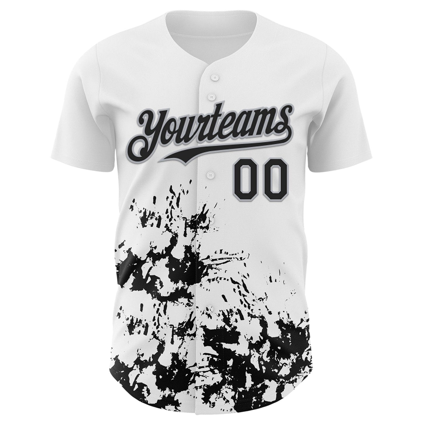 Custom White Black-Gray Splatter Authentic Baseball Jersey view 2