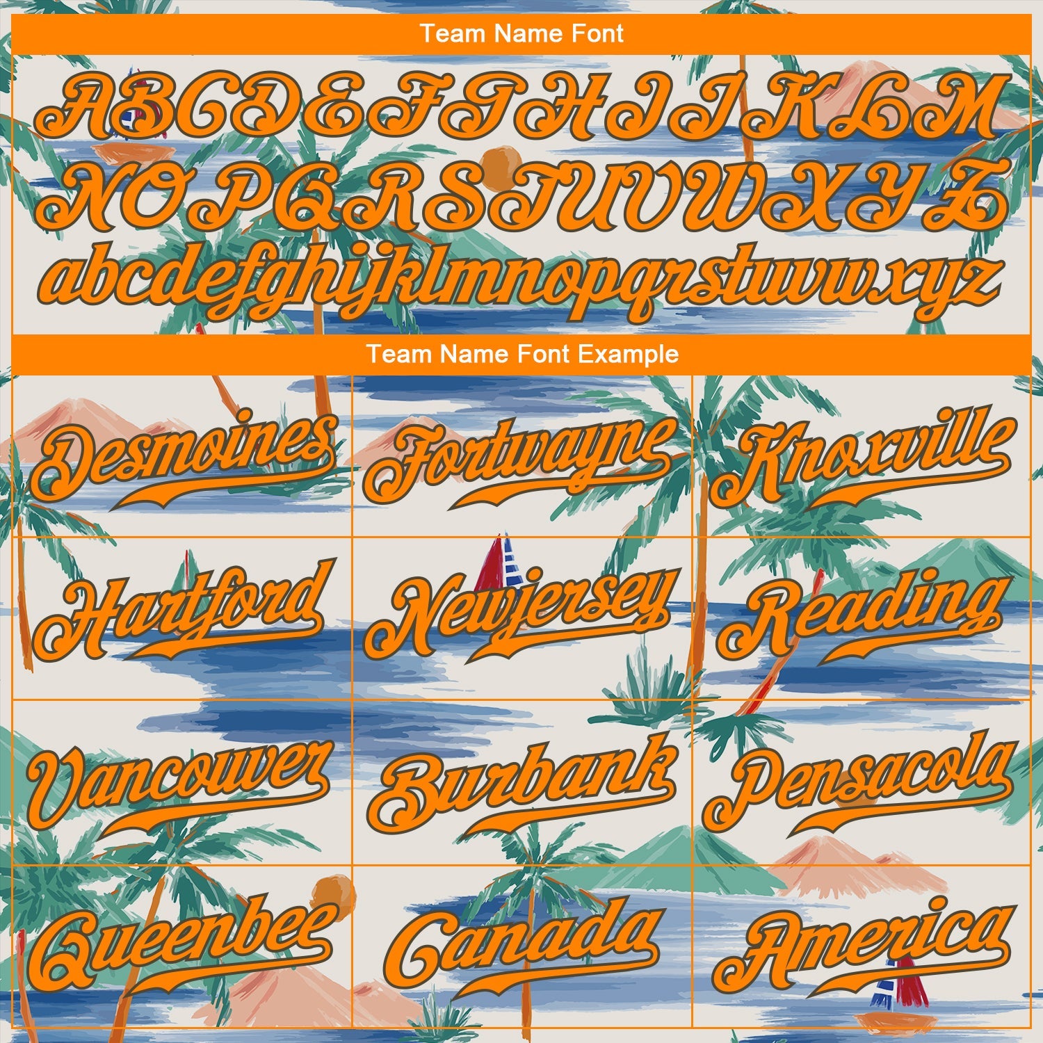Custom Cream Bay Orange-Olive 3D Pattern Design Beach Coconut Palms Island And Sailboat Authentic Baseball Jersey view 4