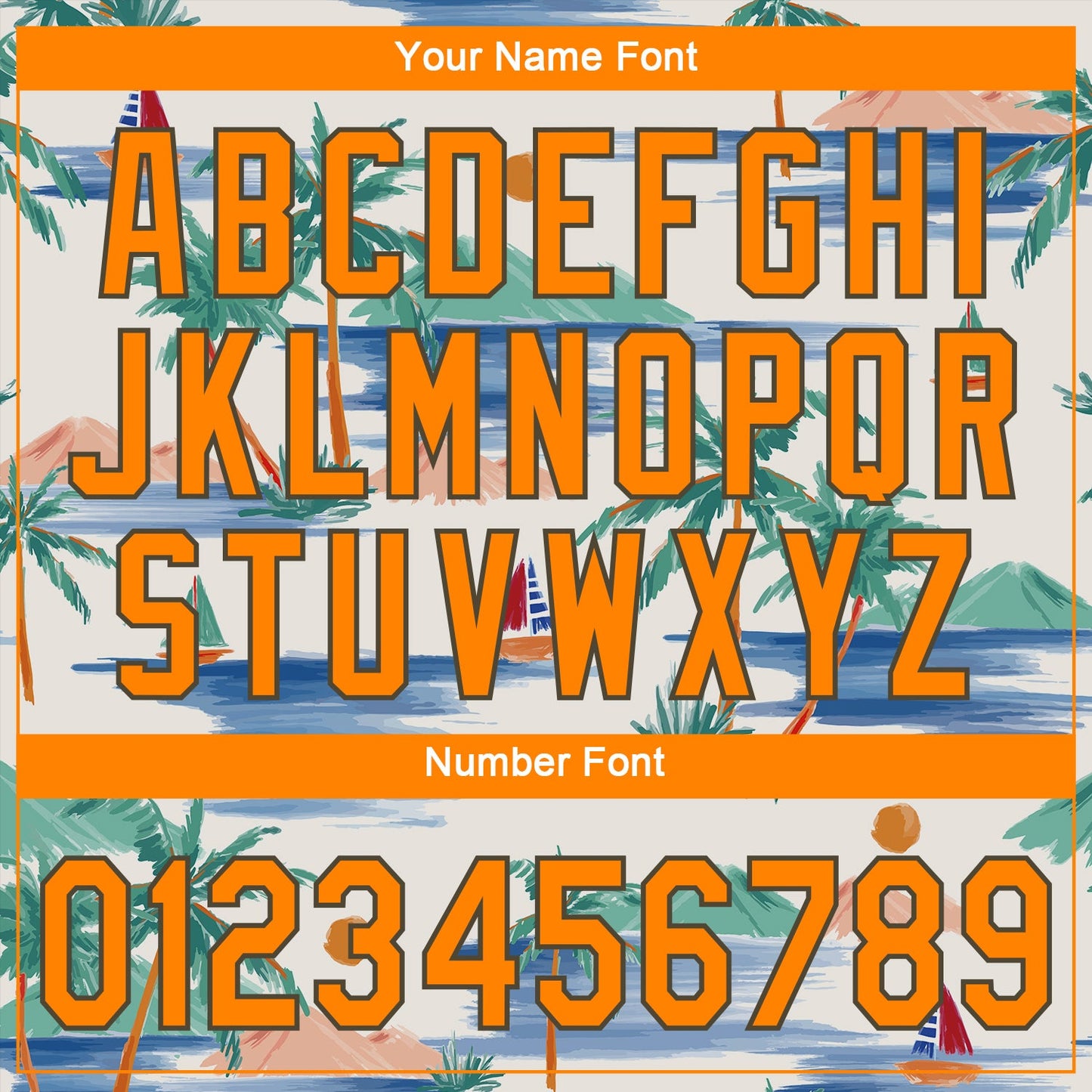 Custom Cream Bay Orange-Olive 3D Pattern Design Beach Coconut Palms Island And Sailboat Authentic Baseball Jersey view 5