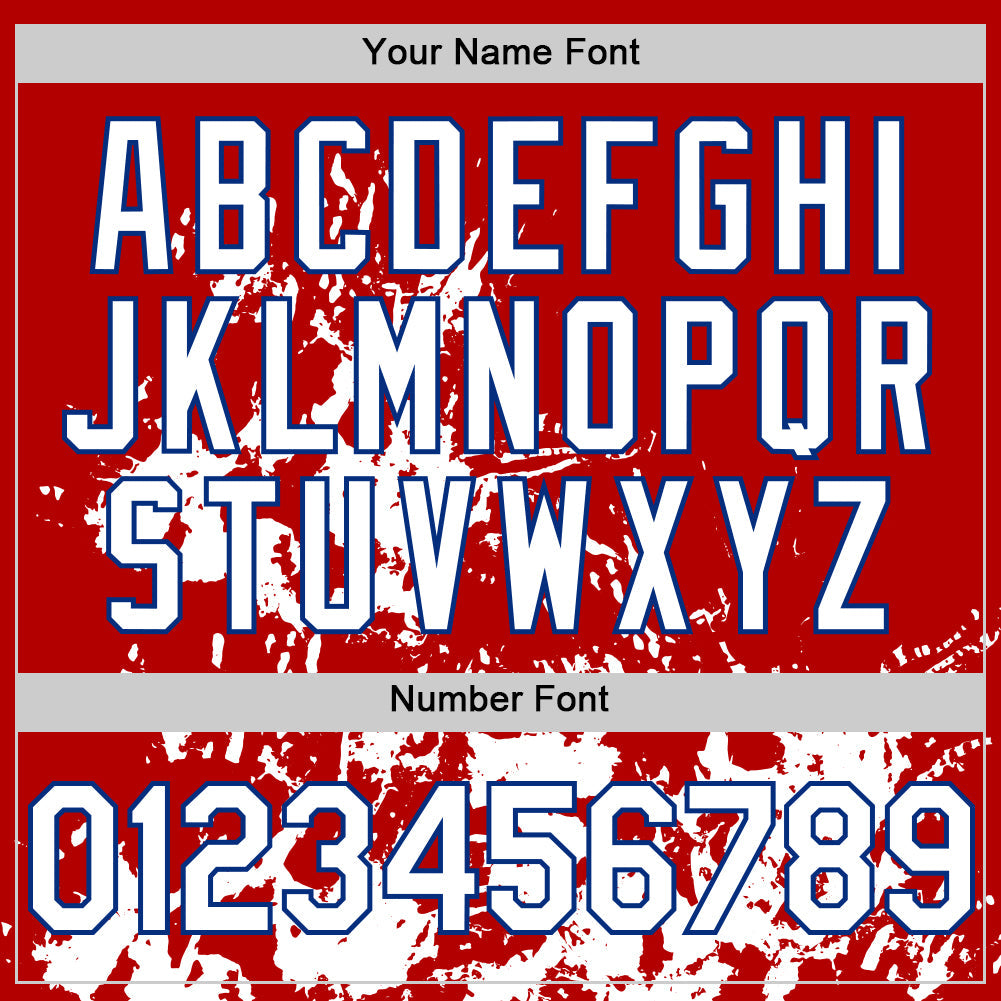Custom Red White-Royal Splatter Authentic Baseball Jersey view 5