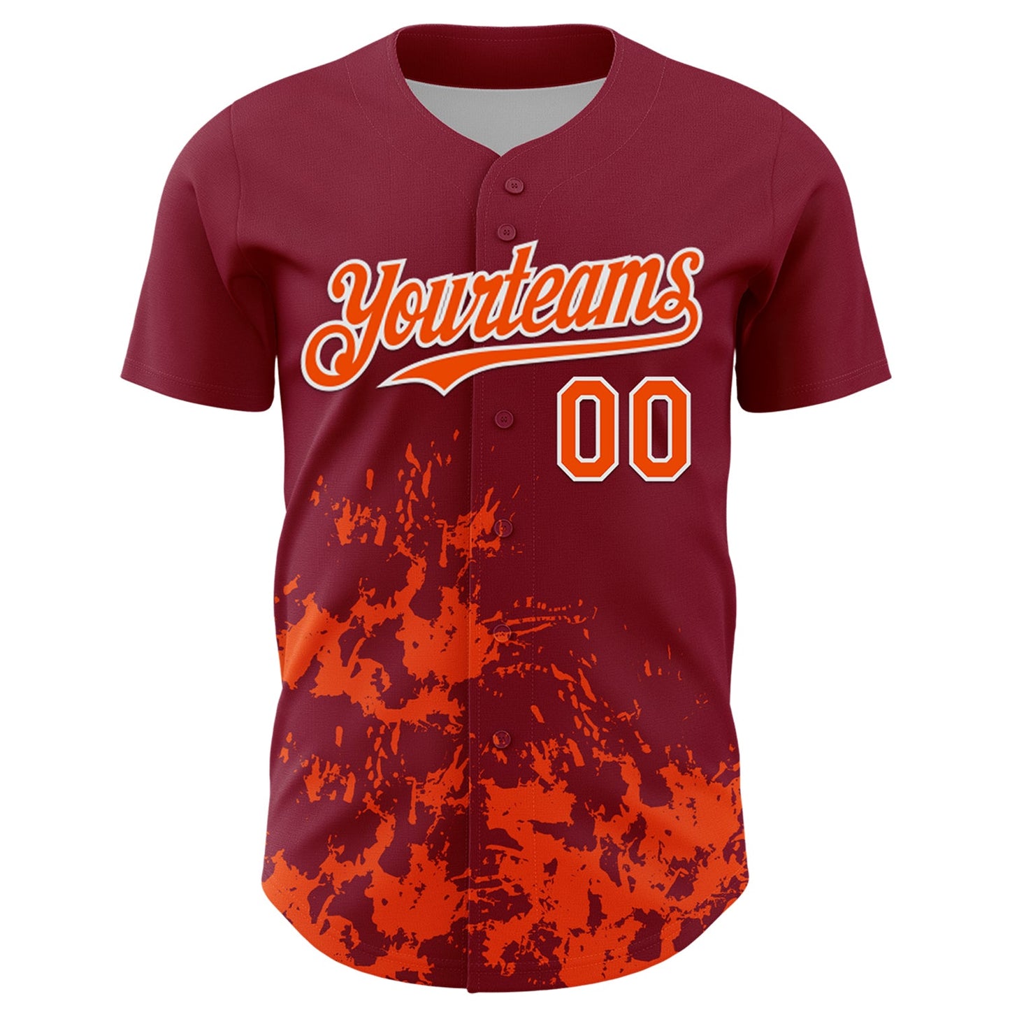 Custom Crimson Orange-White Splatter Authentic Baseball Jersey view 2