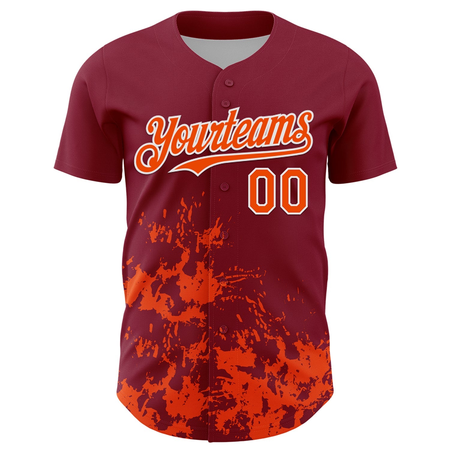 Custom Crimson Orange-White Splatter Authentic Baseball Jersey view 2