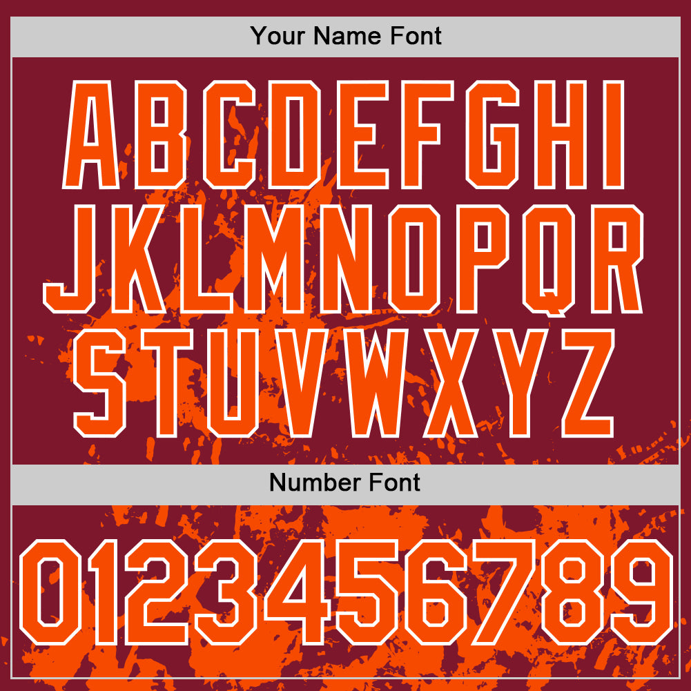 Custom Crimson Orange-White Splatter Authentic Baseball Jersey view 5