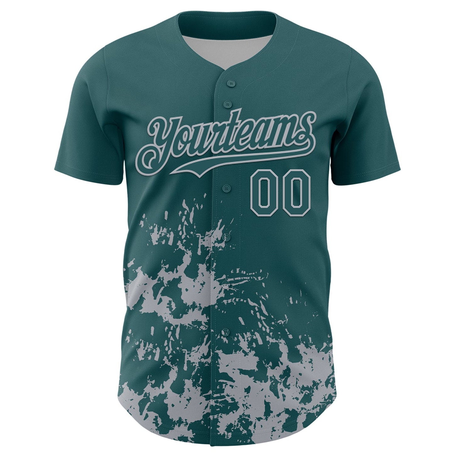 Custom Midnight Green Gray Splatter Authentic Baseball Jersey view 2