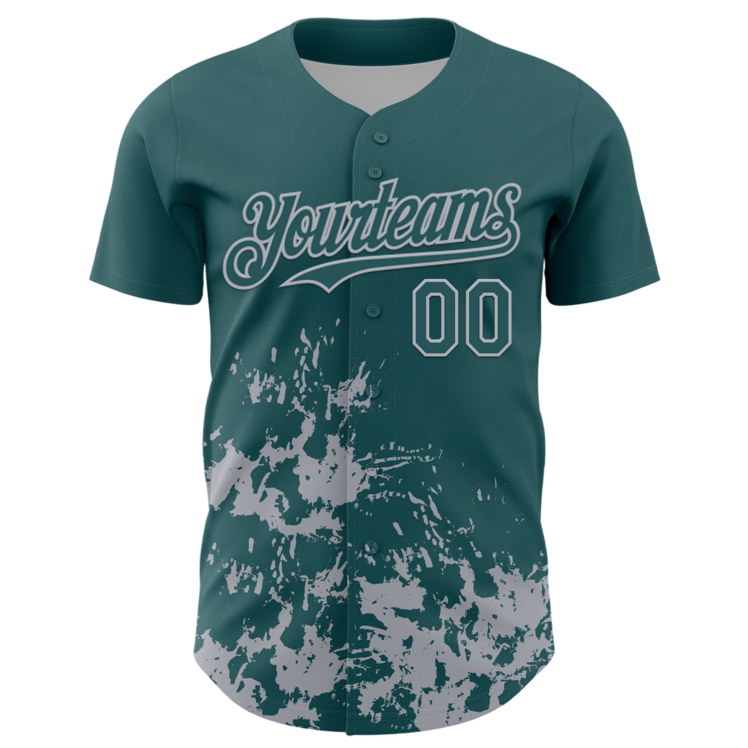 Custom Midnight Green Gray Splatter Authentic Baseball Jersey view 2
