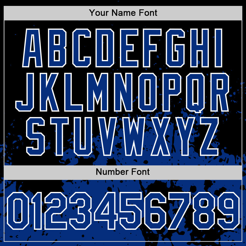 Custom Black Royal-White Abstract Splatter Grunge Authentic Baseball Jersey view 5