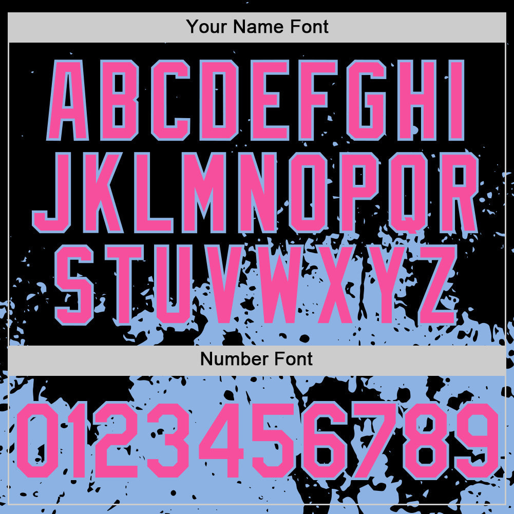 Custom Black Pink-Light Blue Abstract Splatter Grunge Authentic Baseball Jersey view 5