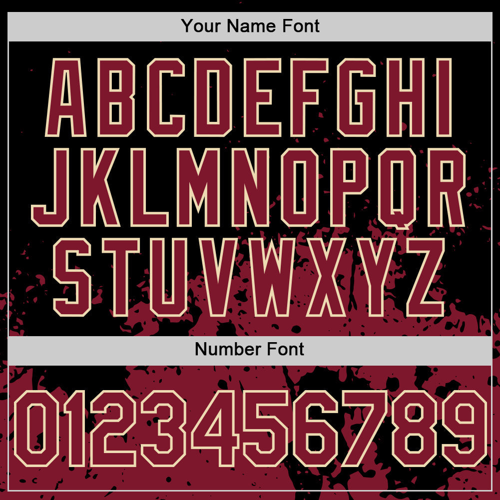 Custom Black Crimson-Cream Abstract Splatter Grunge Authentic Baseball Jersey view 5