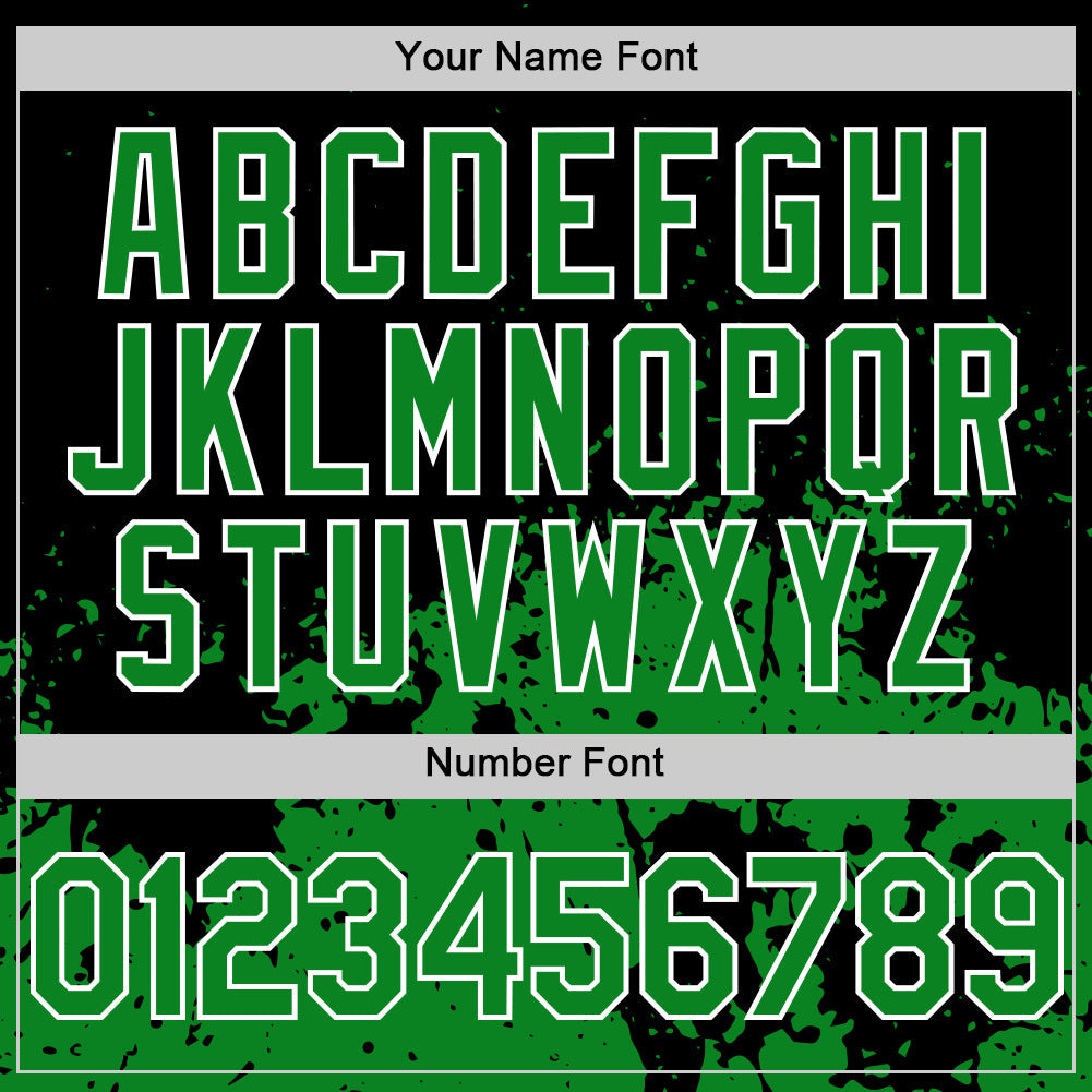 Custom Black Grass Green-White Abstract Splatter Grunge Authentic Baseball Jersey view 5