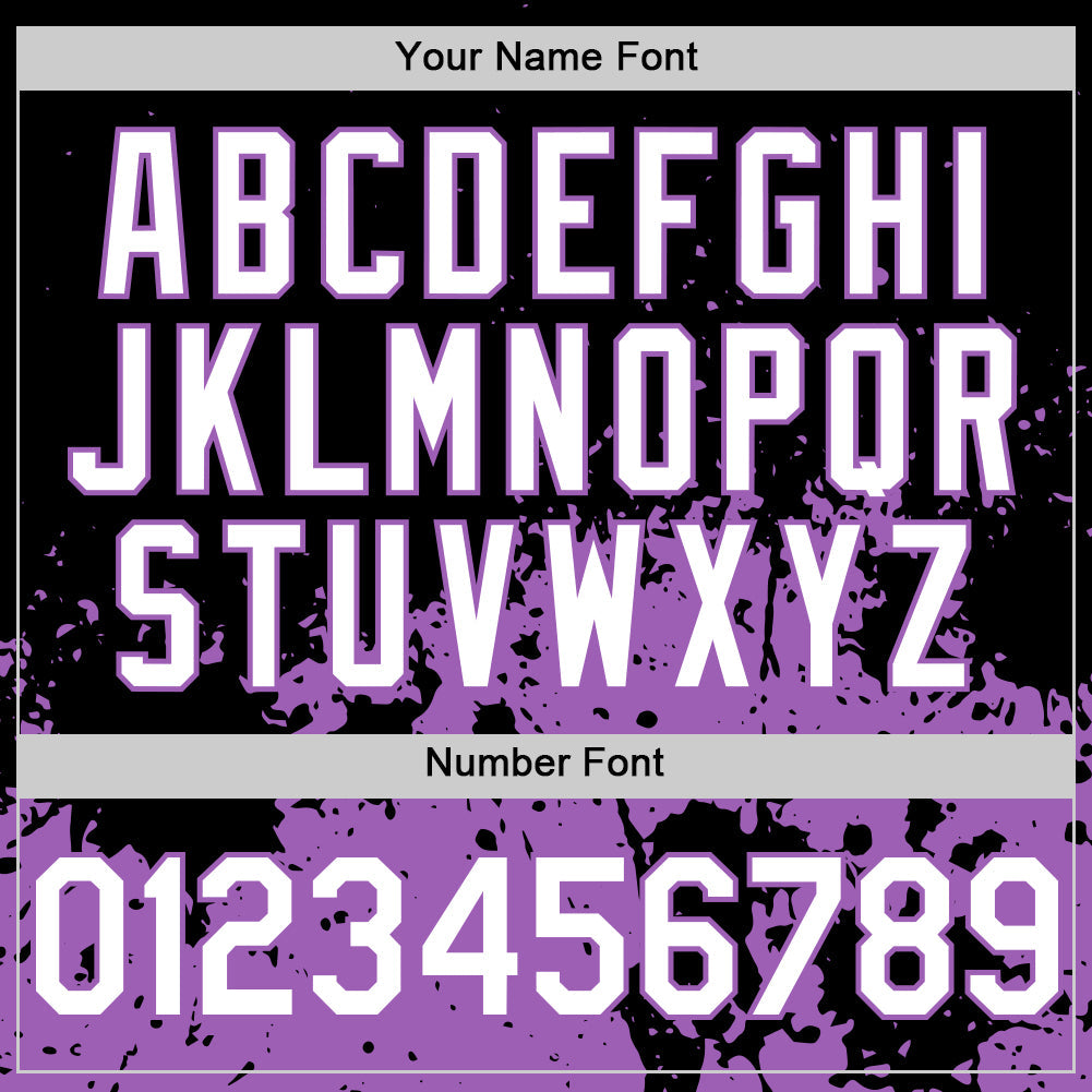 Custom Black White-Medium Purple Abstract Splatter Grunge Authentic Baseball Jersey view 5