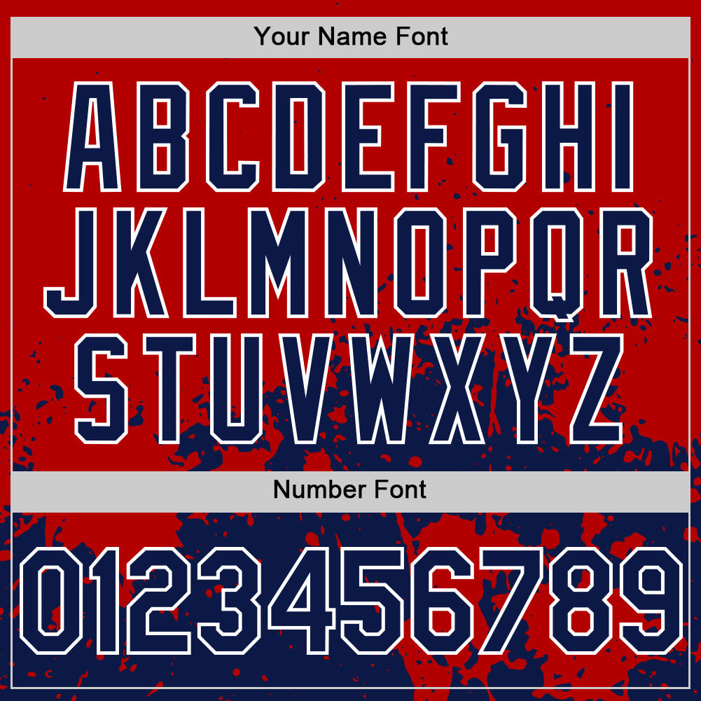 Custom Red Navy-White Abstract Splatter Grunge Authentic Baseball Jersey view 5