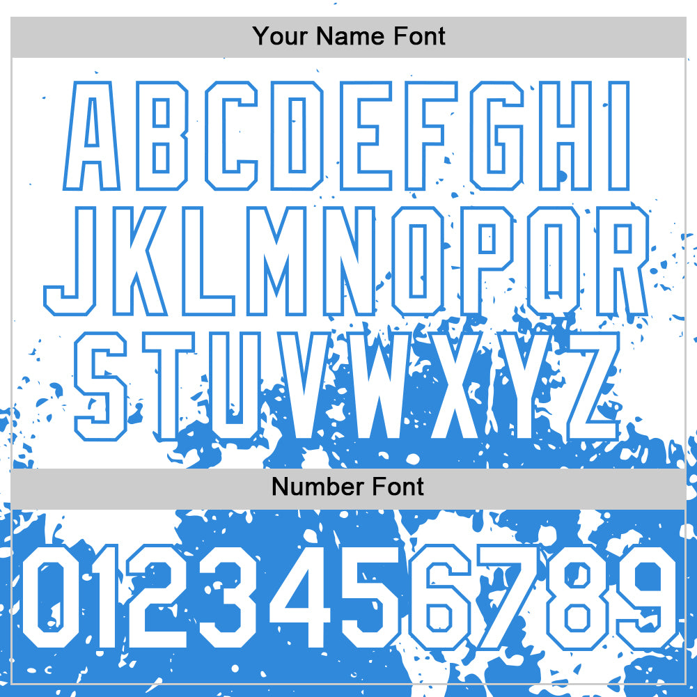 Custom White Powder Blue Abstract Splatter Grunge Authentic Baseball Jersey view 5