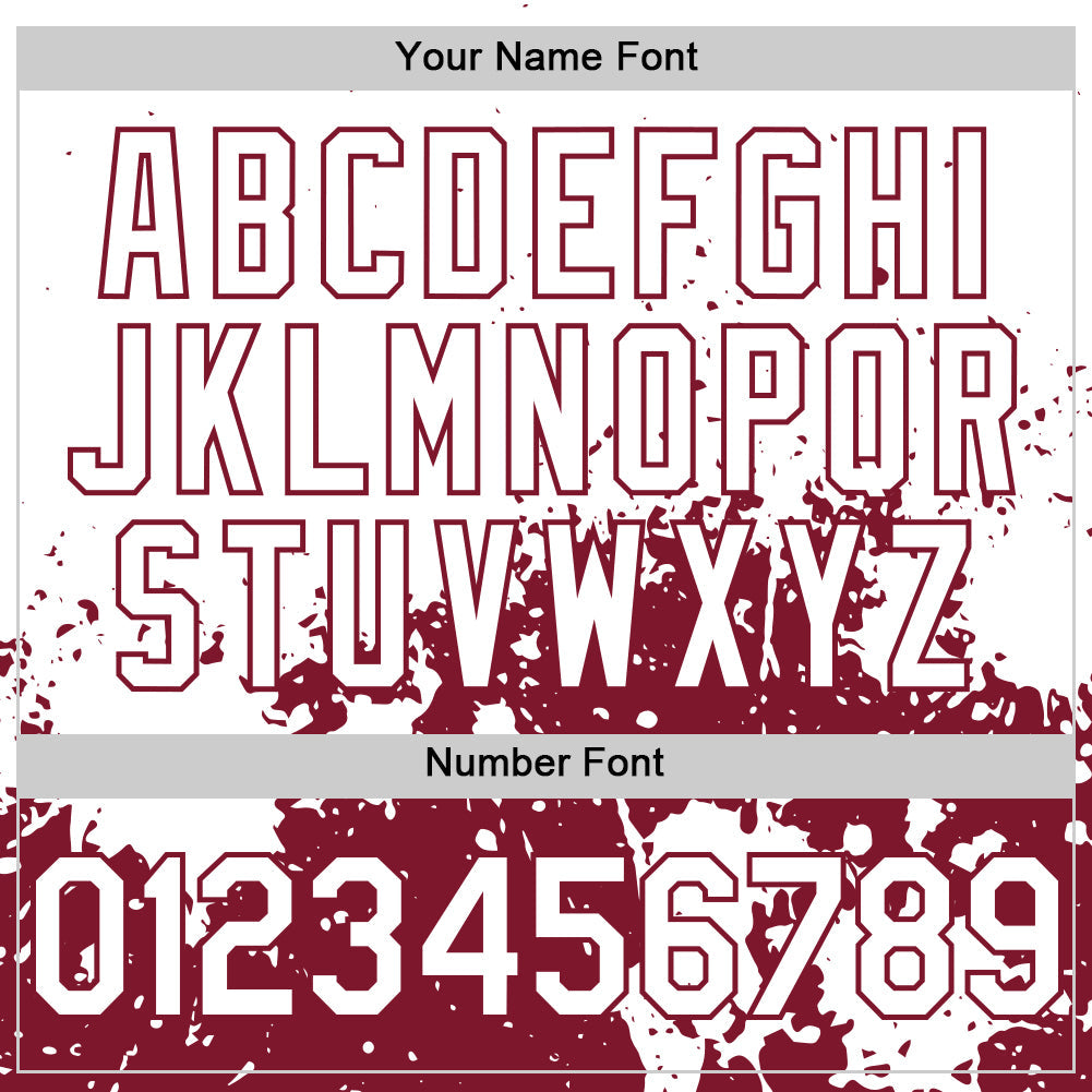 Custom White Crimson Abstract Splatter Grunge Authentic Baseball Jersey view 5
