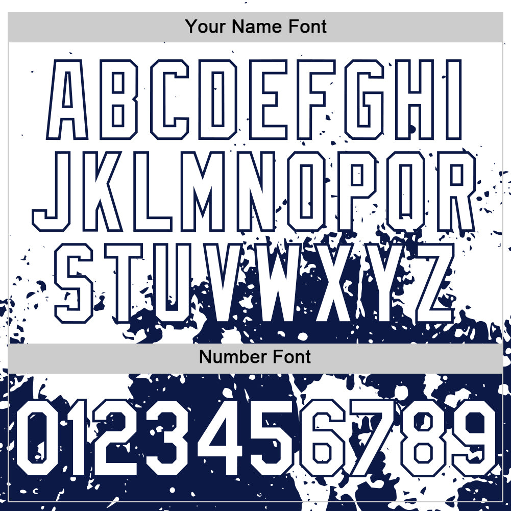Custom White Navy Abstract Splatter Grunge Authentic Baseball Jersey view 5