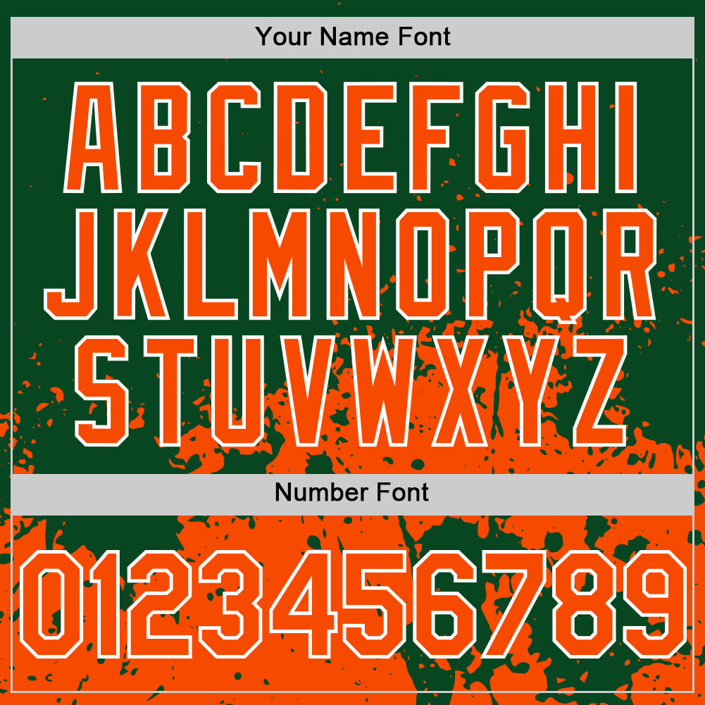 Custom Green Orange-White Abstract Splatter Grunge Authentic Baseball Jersey view 5