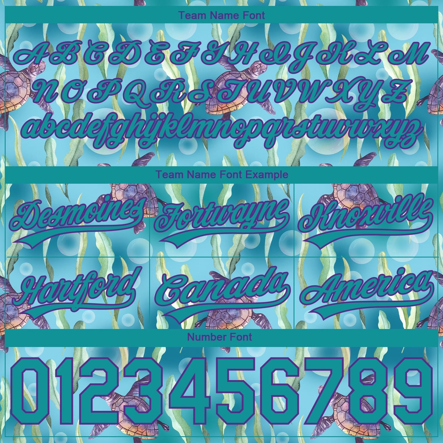 Custom Teal Purple 3D Pattern Aquatic Plants And Sea Turtles Authentic Basketball Shorts view 3