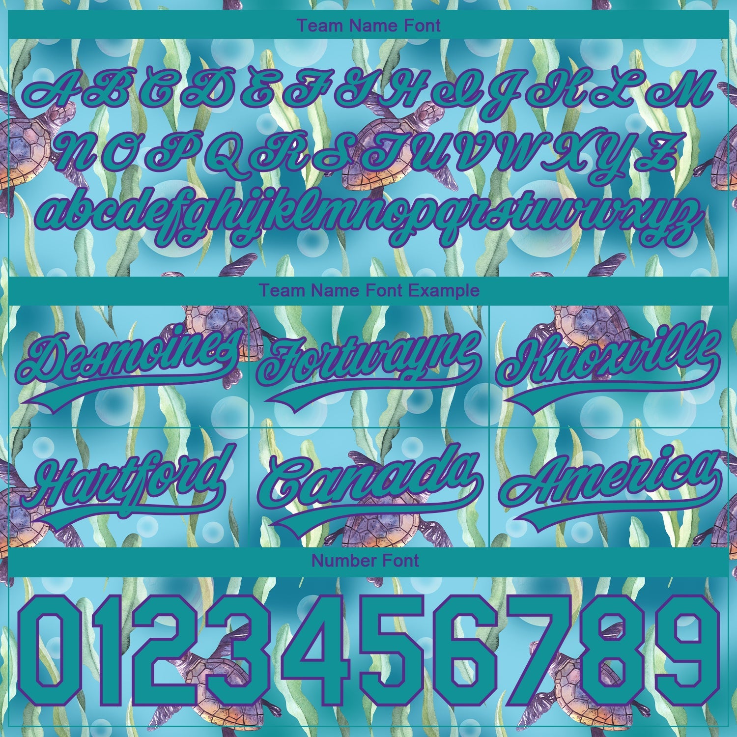 Custom Teal Purple 3D Pattern Aquatic Plants And Sea Turtles Authentic Basketball Shorts view 3