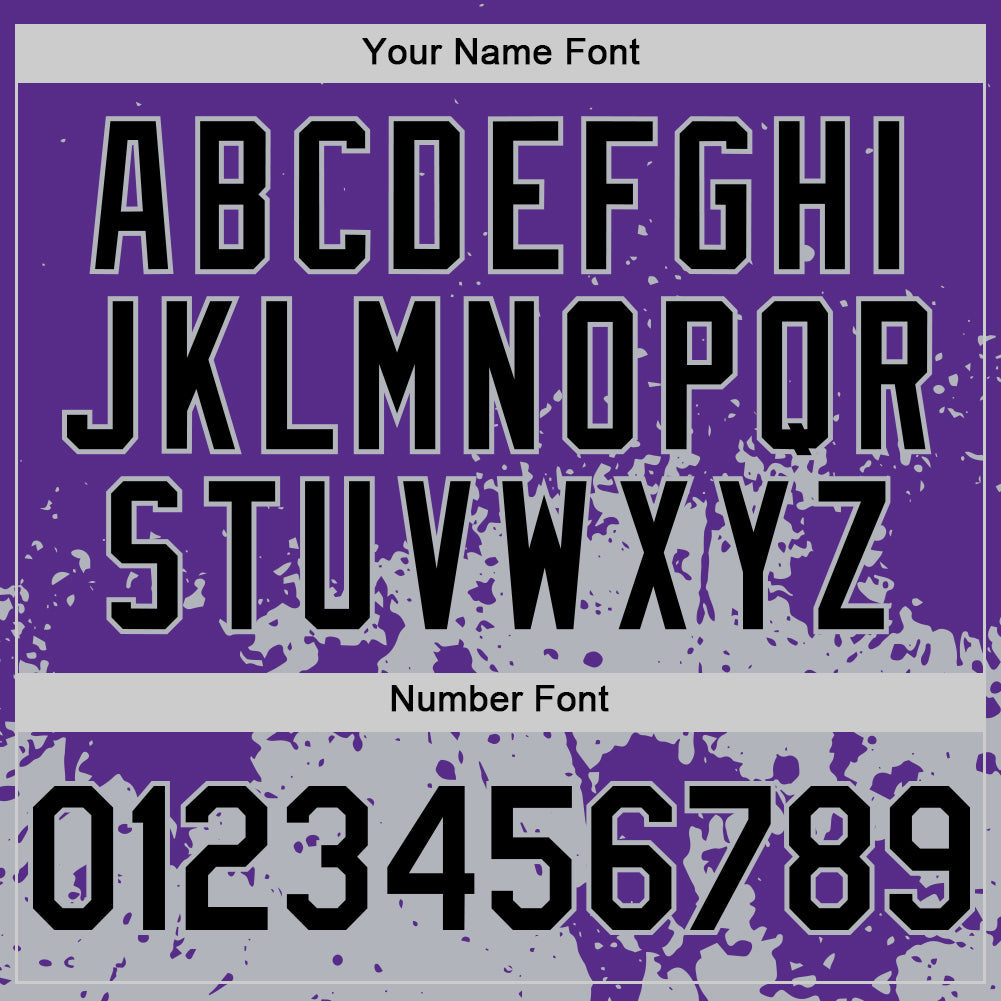 Custom Purple Black-Gray Abstract Splatter Grunge Authentic Baseball Jersey view 5
