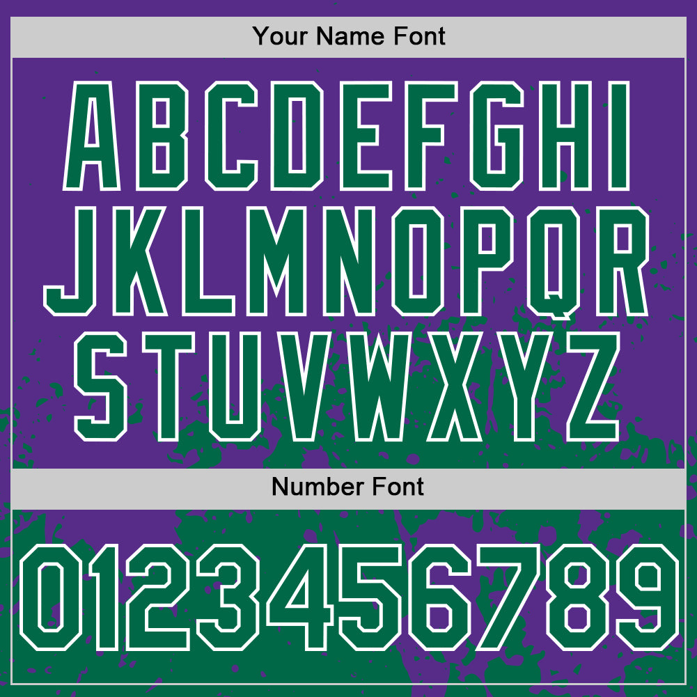 Custom Purple Kelly Green-White Abstract Splatter Grunge Authentic Baseball Jersey view 5