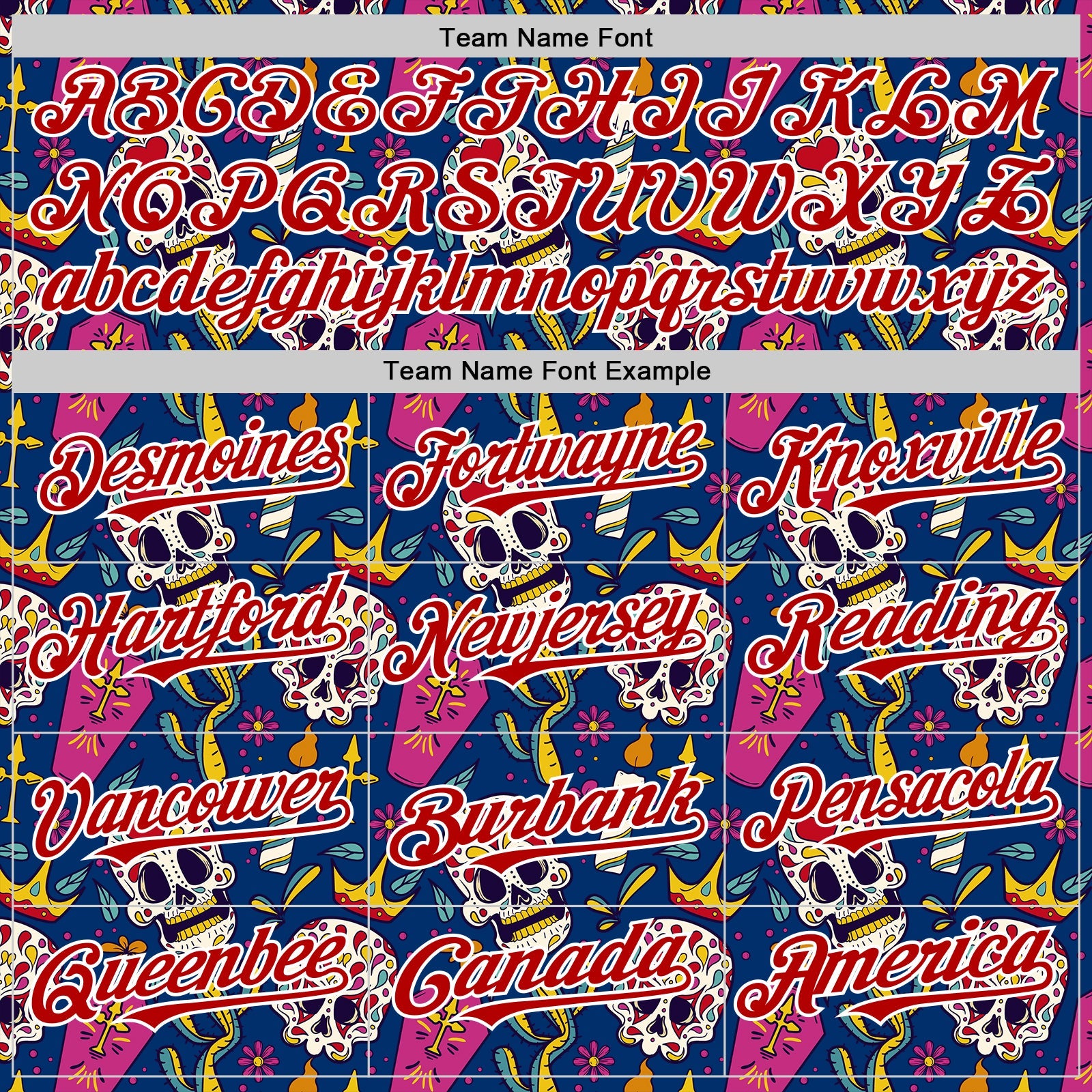 Custom US Navy Blue Red-White Sugar Skull Day of the Dead Mexican Folk Art Authentic Baseball Jersey view 4
