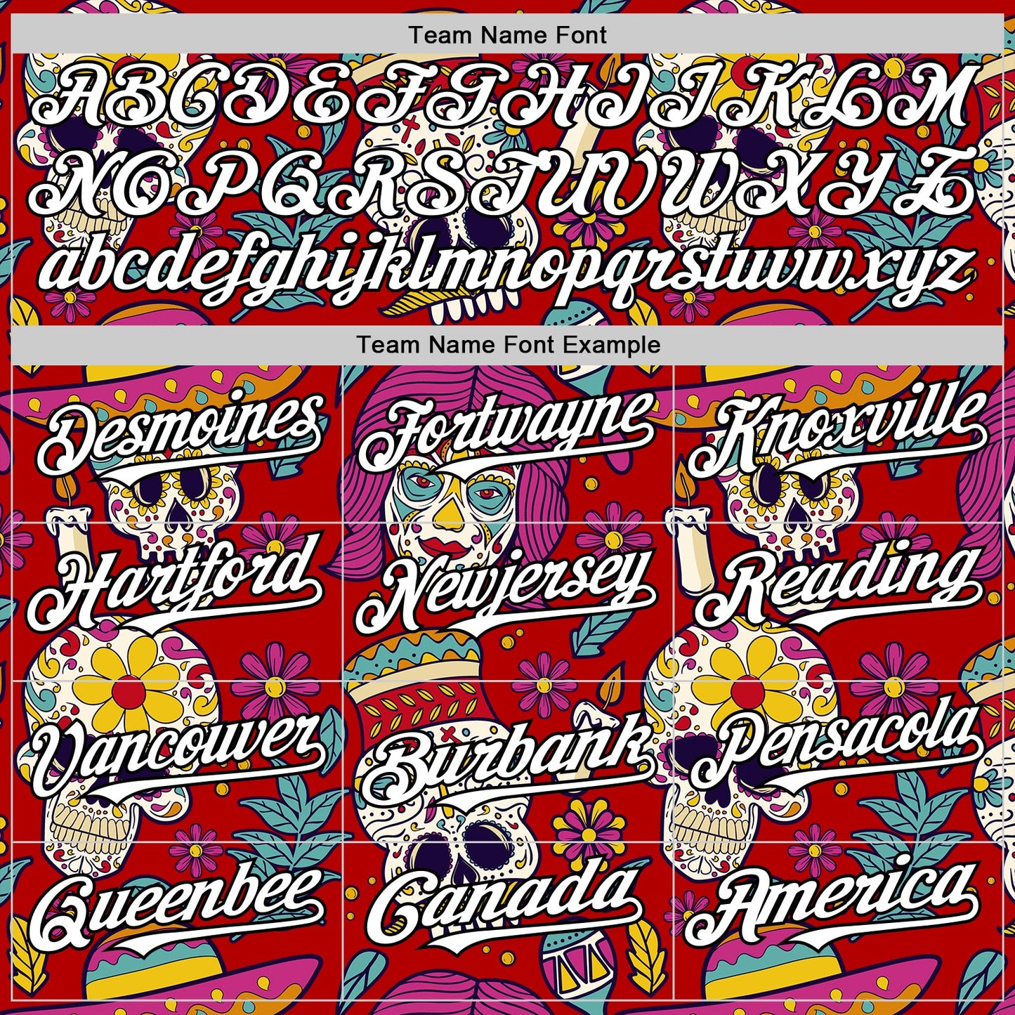 Custom Red White-Black Sugar Skull Day of the Dead Mexican Folk Art Authentic Baseball Jersey view 4