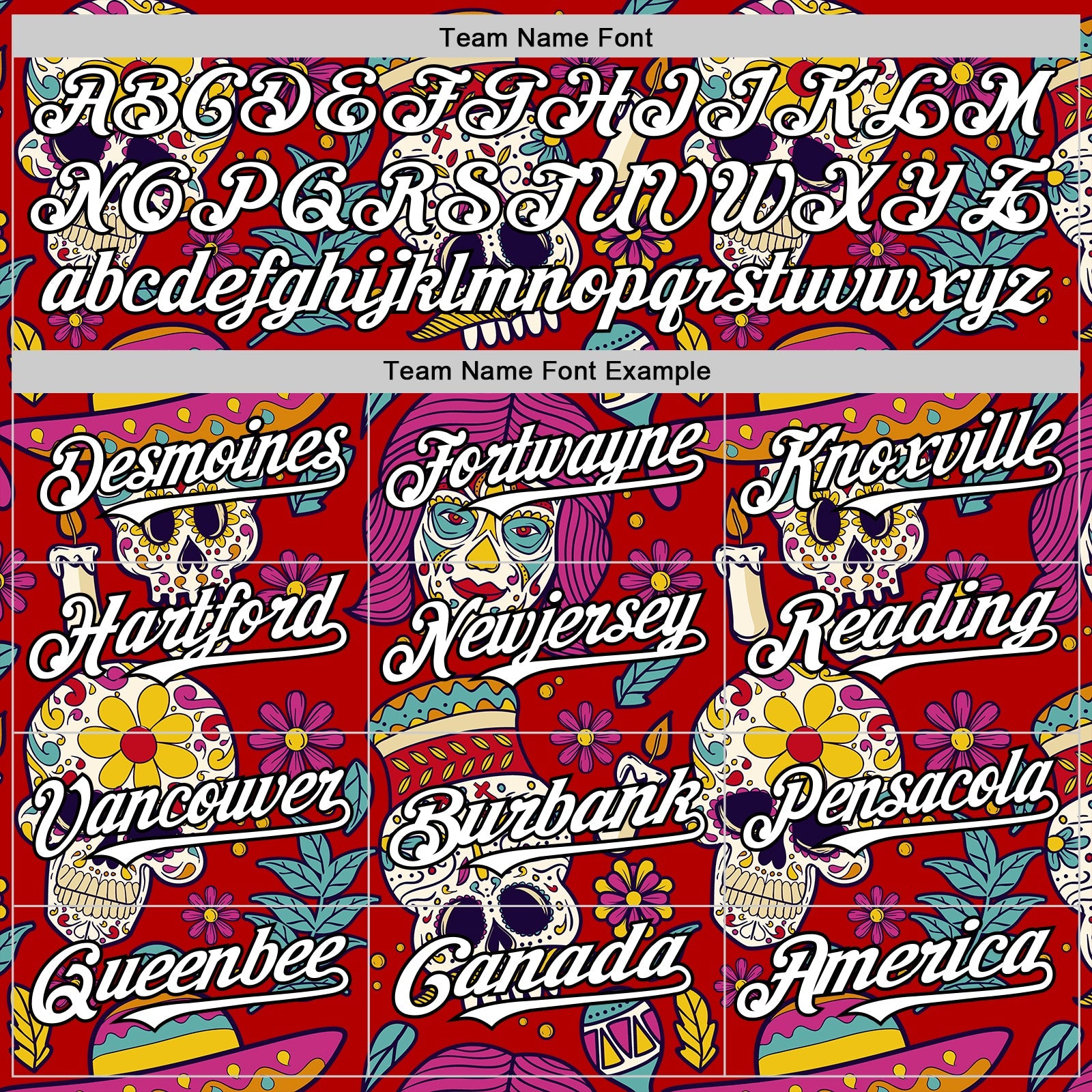 Custom Red White-Black Sugar Skull Day of the Dead Mexican Folk Art Authentic Baseball Jersey view 4