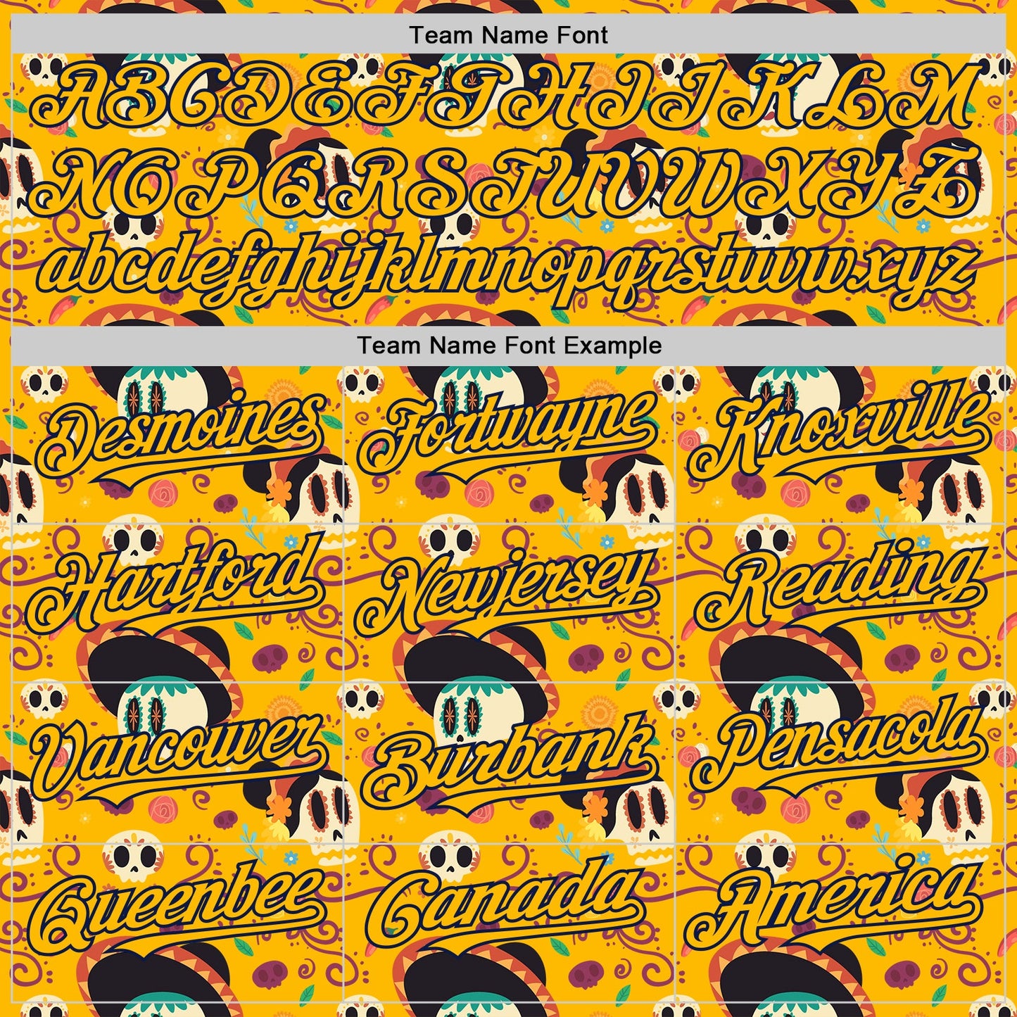 Custom Gold Navy Sugar Skull Day of the Dead Mexican Folk Art Authentic Baseball Jersey view 4