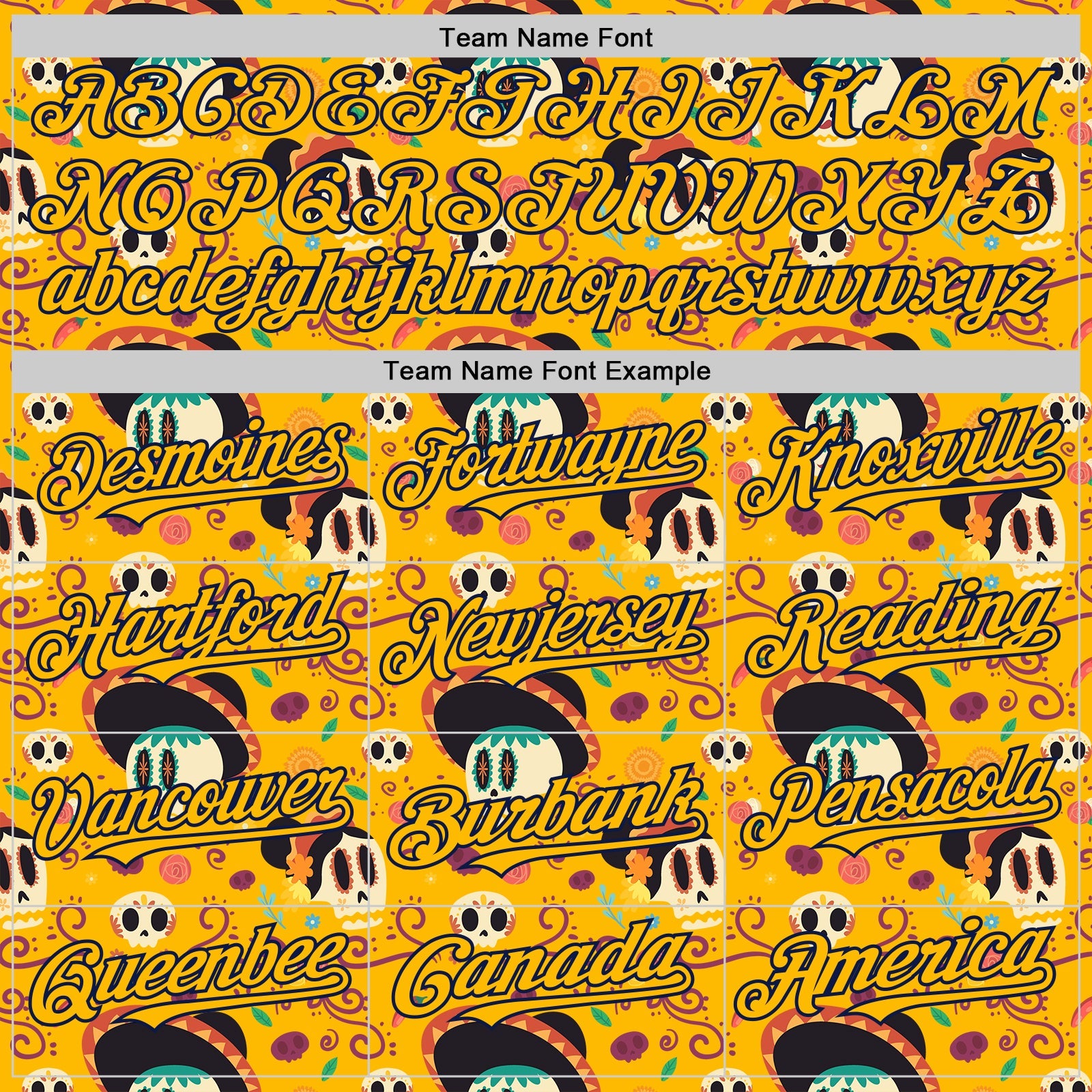 Custom Gold Navy Sugar Skull Day of the Dead Mexican Folk Art Authentic Baseball Jersey view 4