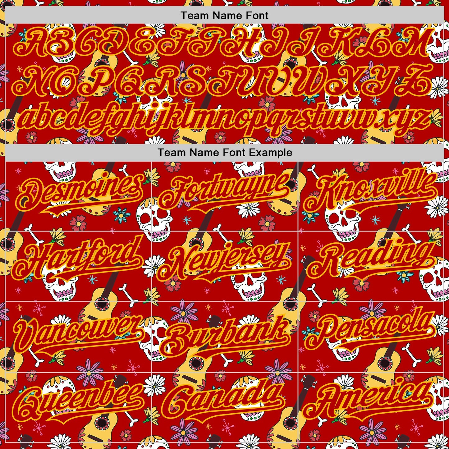 Custom Red Gold Sugar Skull Day of the Dead Mexican Folk Art Authentic Baseball Jersey view 4