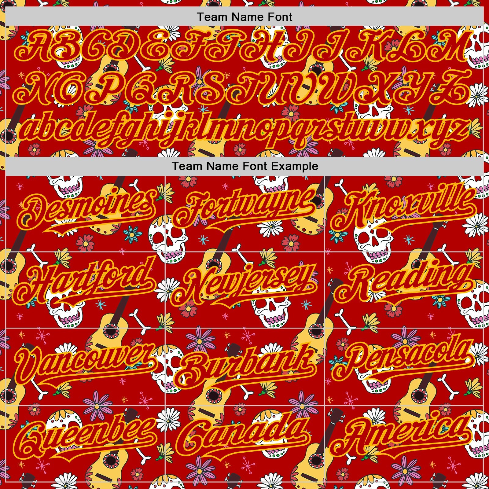 Custom Red Gold Sugar Skull Day of the Dead Mexican Folk Art Authentic Baseball Jersey view 4