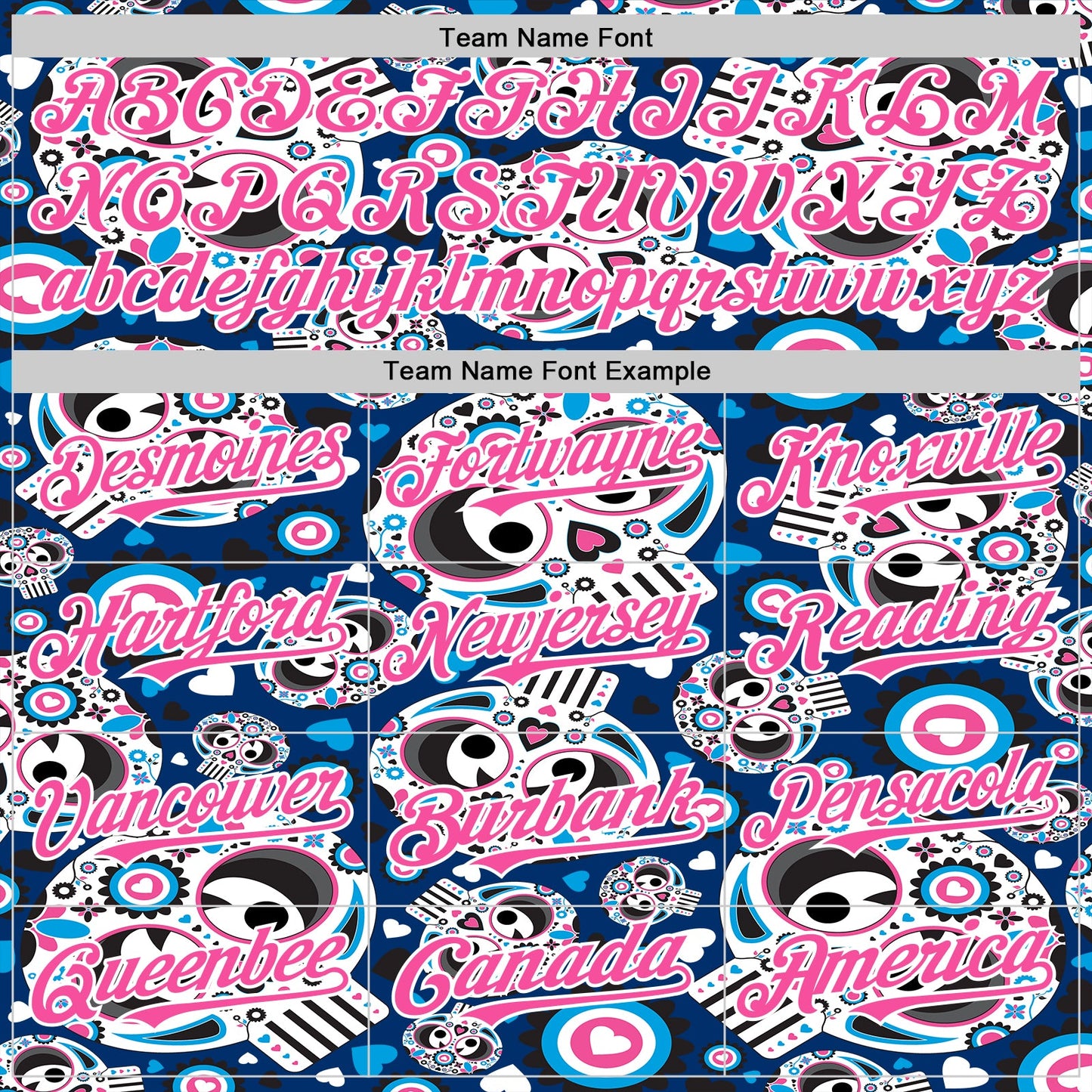 Custom Royal Pink-White Sugar Skull Day of the Dead Mexican Folk Art Authentic Baseball Jersey view 4