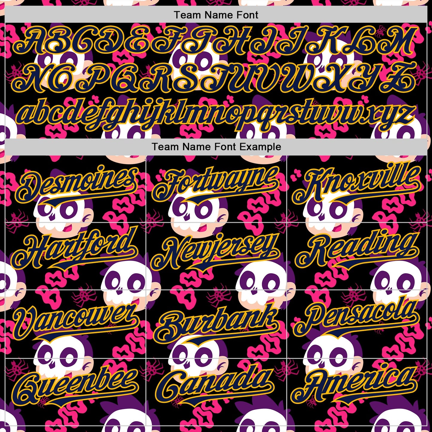 Custom Black Navy Hot Pink-Gold Sugar Skull Day of the Dead Mexican Folk Art Authentic Baseball Jersey view 4