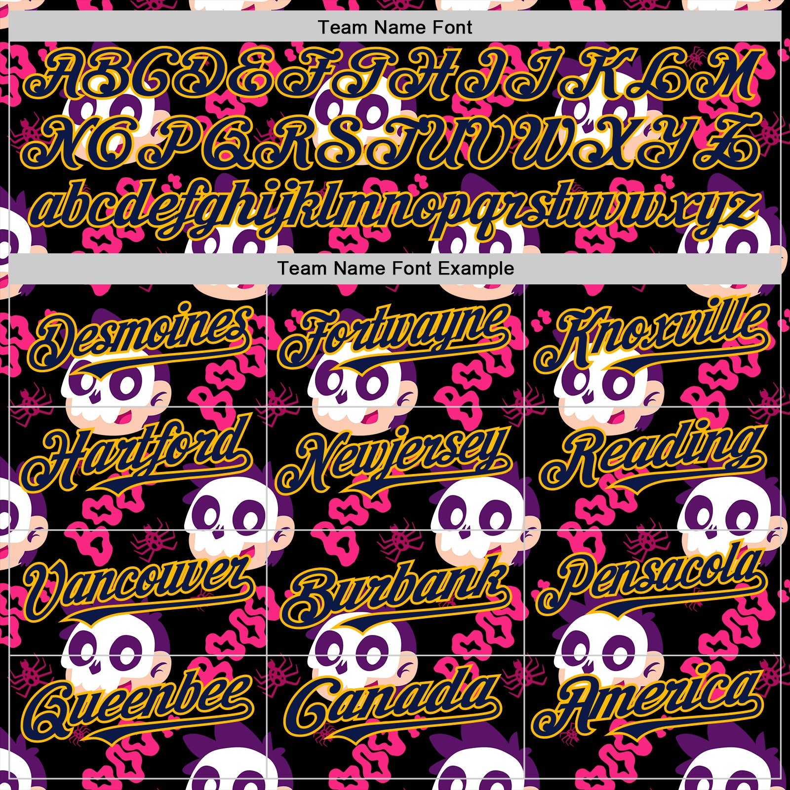 Custom Black Navy Hot Pink-Gold Sugar Skull Day of the Dead Mexican Folk Art Authentic Baseball Jersey view 4