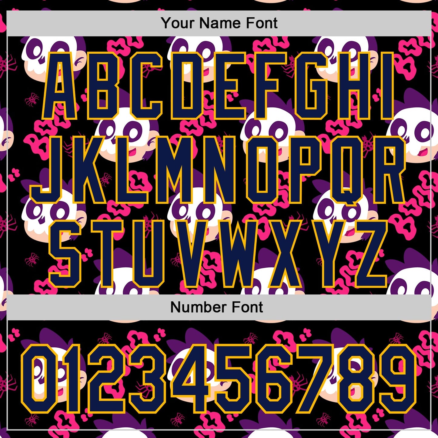 Custom Black Navy Hot Pink-Gold Sugar Skull Day of the Dead Mexican Folk Art Authentic Baseball Jersey view 5