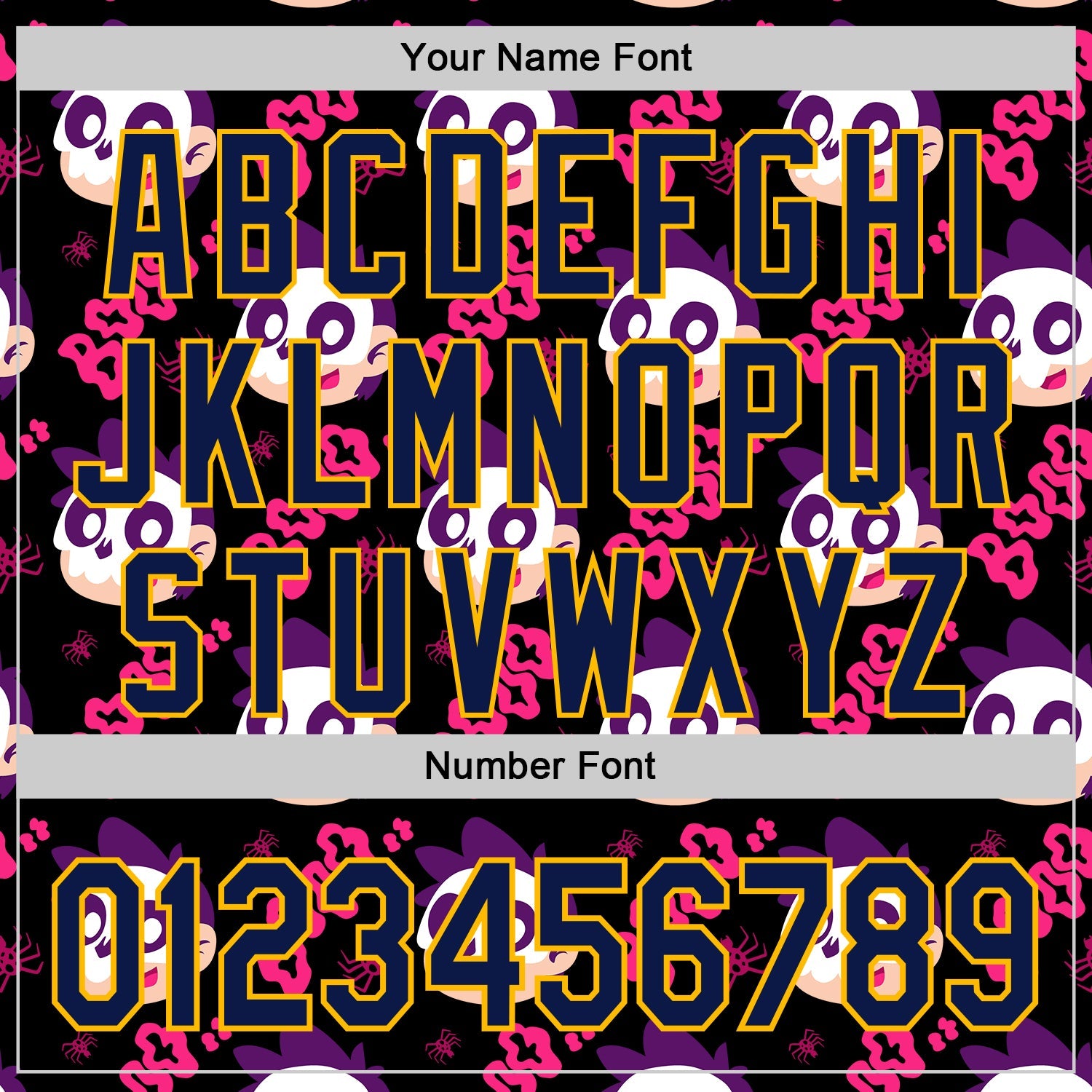 Custom Black Navy Hot Pink-Gold Sugar Skull Day of the Dead Mexican Folk Art Authentic Baseball Jersey view 5