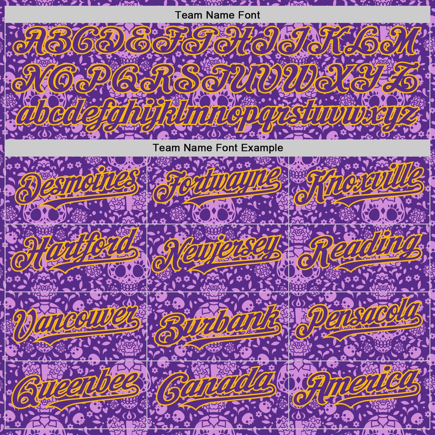 Custom Purple Gold Sugar Skull Day of the Dead Mexican Folk Art Authentic Baseball Jersey view 4