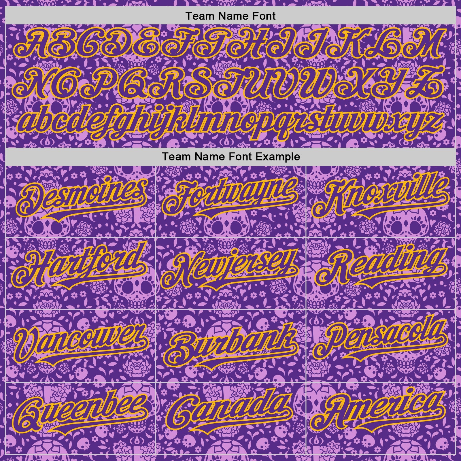 Custom Purple Gold Sugar Skull Day of the Dead Mexican Folk Art Authentic Baseball Jersey view 4
