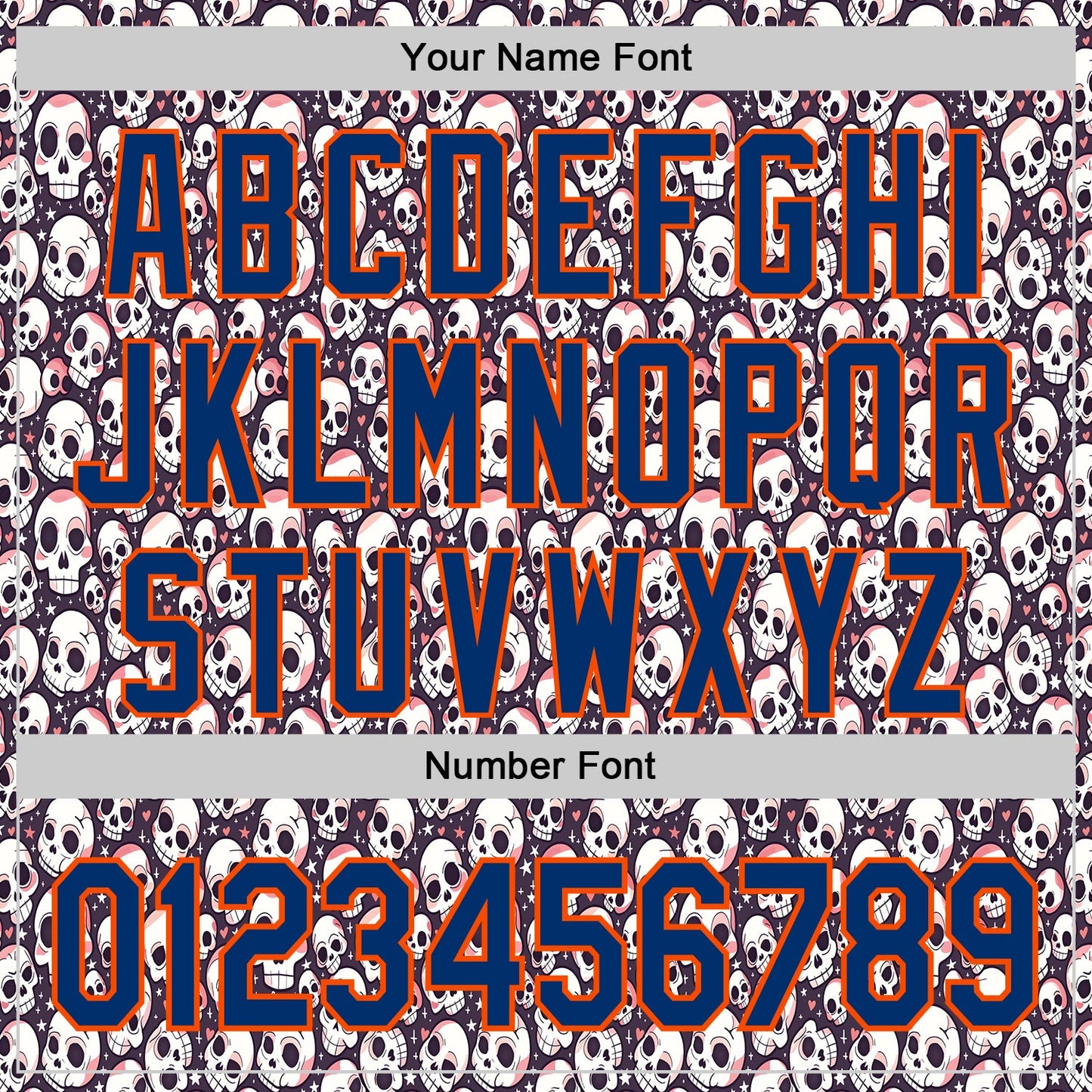 Custom White US Navy Blue-Orange Sugar Skull Day of the Dead Mexican Folk Art Authentic Baseball Jersey view 5