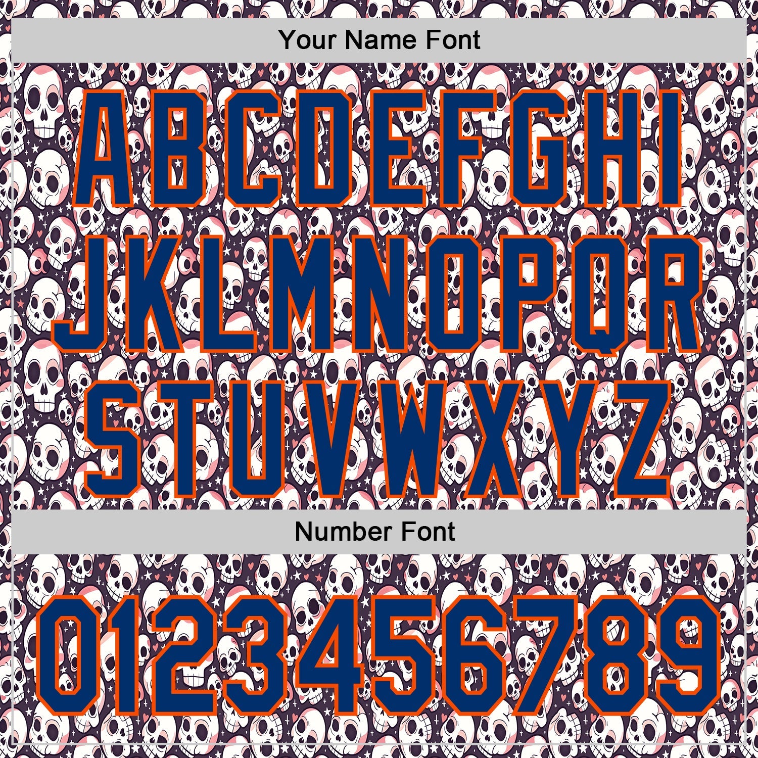 Custom White US Navy Blue-Orange Sugar Skull Day of the Dead Mexican Folk Art Authentic Baseball Jersey view 5