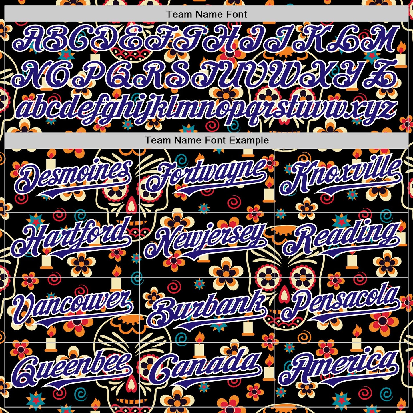 Custom Black Dark Purple-White Sugar Skull Day of the Dead Mexican Folk Art Authentic Baseball Jersey view 4