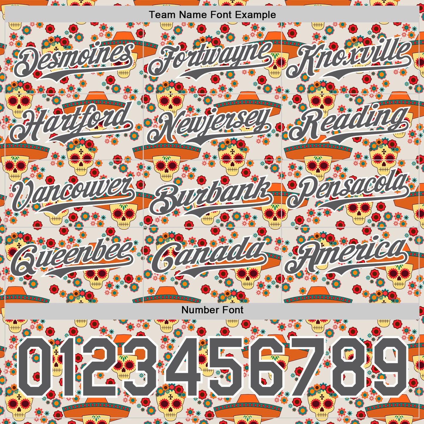 Custom Cream Steel Gray-White Sugar Skull Day of the Dead Mexican Folk Art Authentic Baseball Jersey view 5