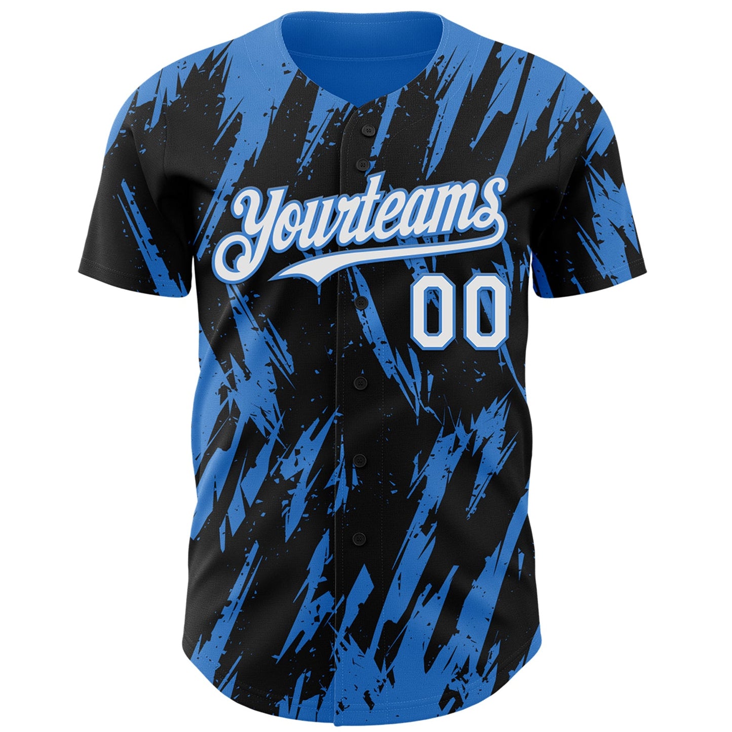 Custom Black White-Powder Blue Splatter Torn Sharp Brush Stroke Authentic Baseball Jersey view 2